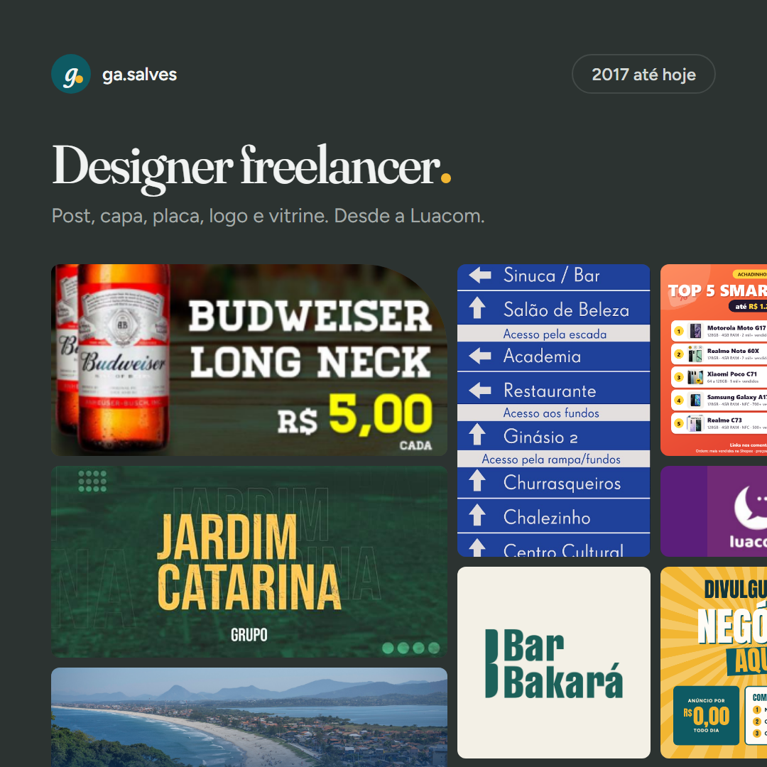 Mosaico de artes feitas como designer
